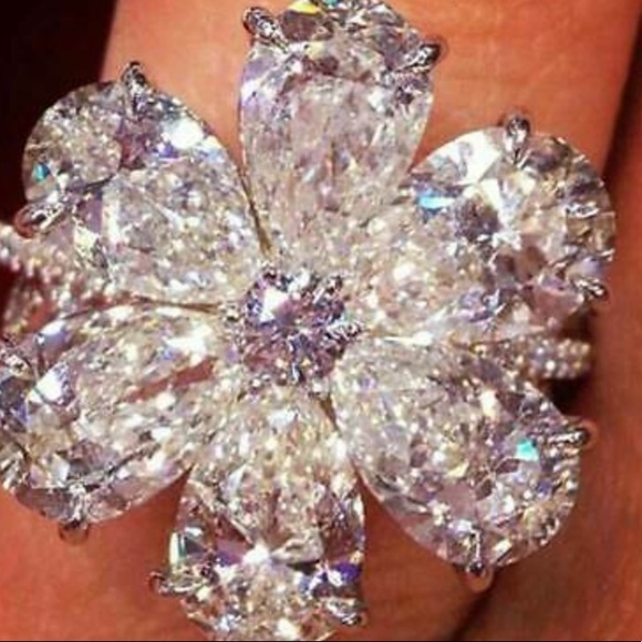 Snowflake 925 Silver Ring White Sapphire Size 6-10 - Picture 8 of 14